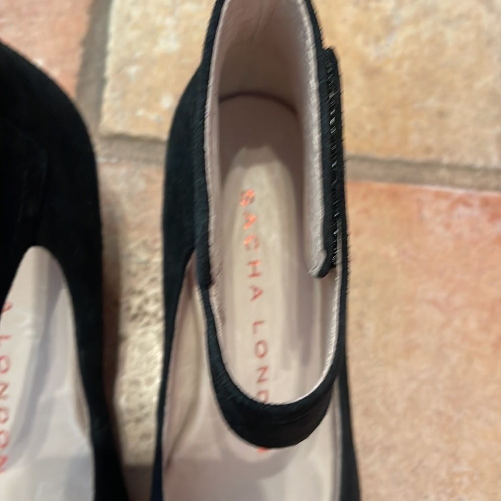 Sacha London hand made suede ankle strap Mary Jane wedge black - Picture 3 of 7